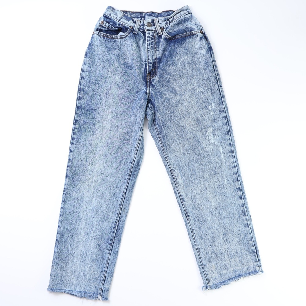 Levi's 512 Women's High Rise Slim Fit Acid Wash Jeans 24x26 USA 7 Raw Hem